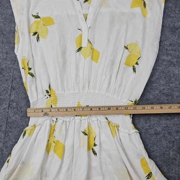 Rails Dress Womens Large Angelina Lemon Citronnade Linen Blend Smocked Waist - Picture 6 of 9